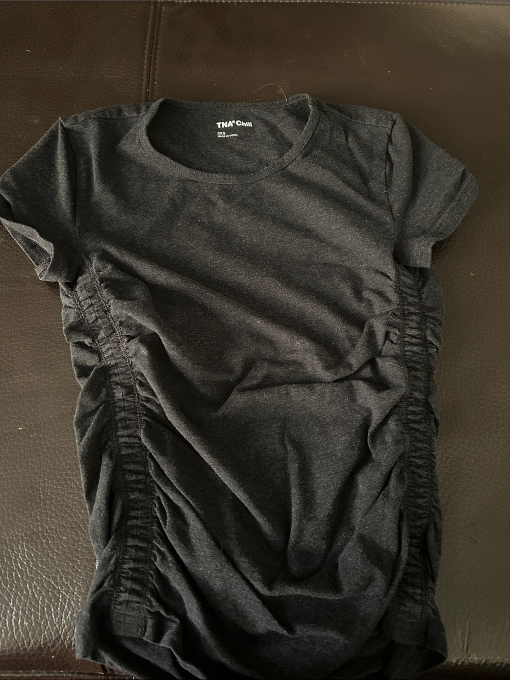 TNA Black Short-Sleeve Tee with Side Ruching